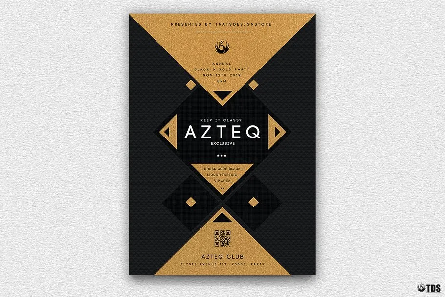 极简主义黑金设计风格PSD海报模板 Minimal Black Gold Flyer PSD V3插图(1)