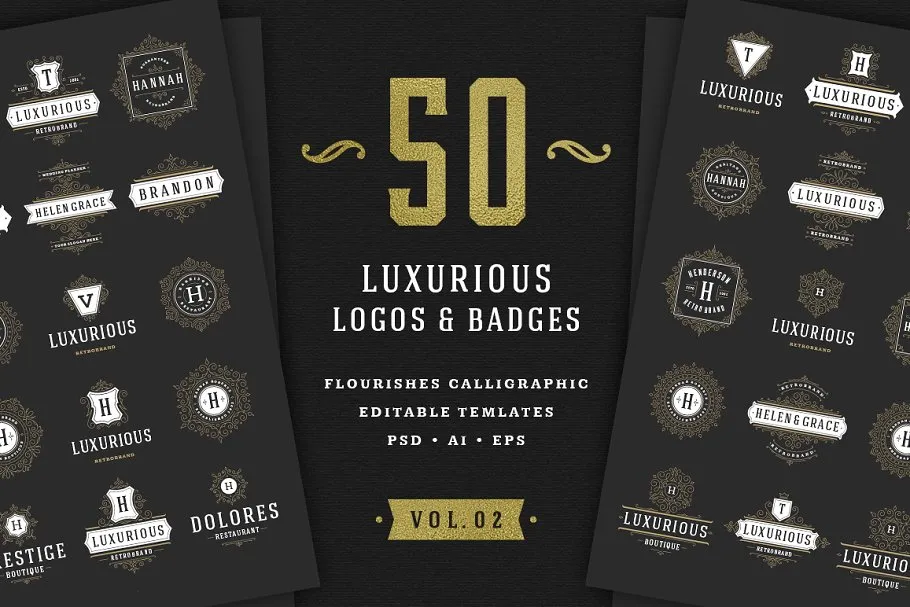 50个奢华装饰Logo及徽章  50 Ornament logos & badges插图