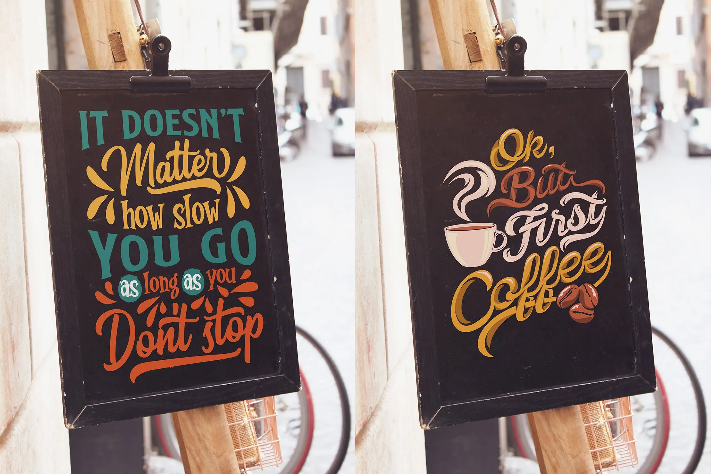 店铺黑板宣传画板告示牌设计样机 Black Slate Vertical Mockup