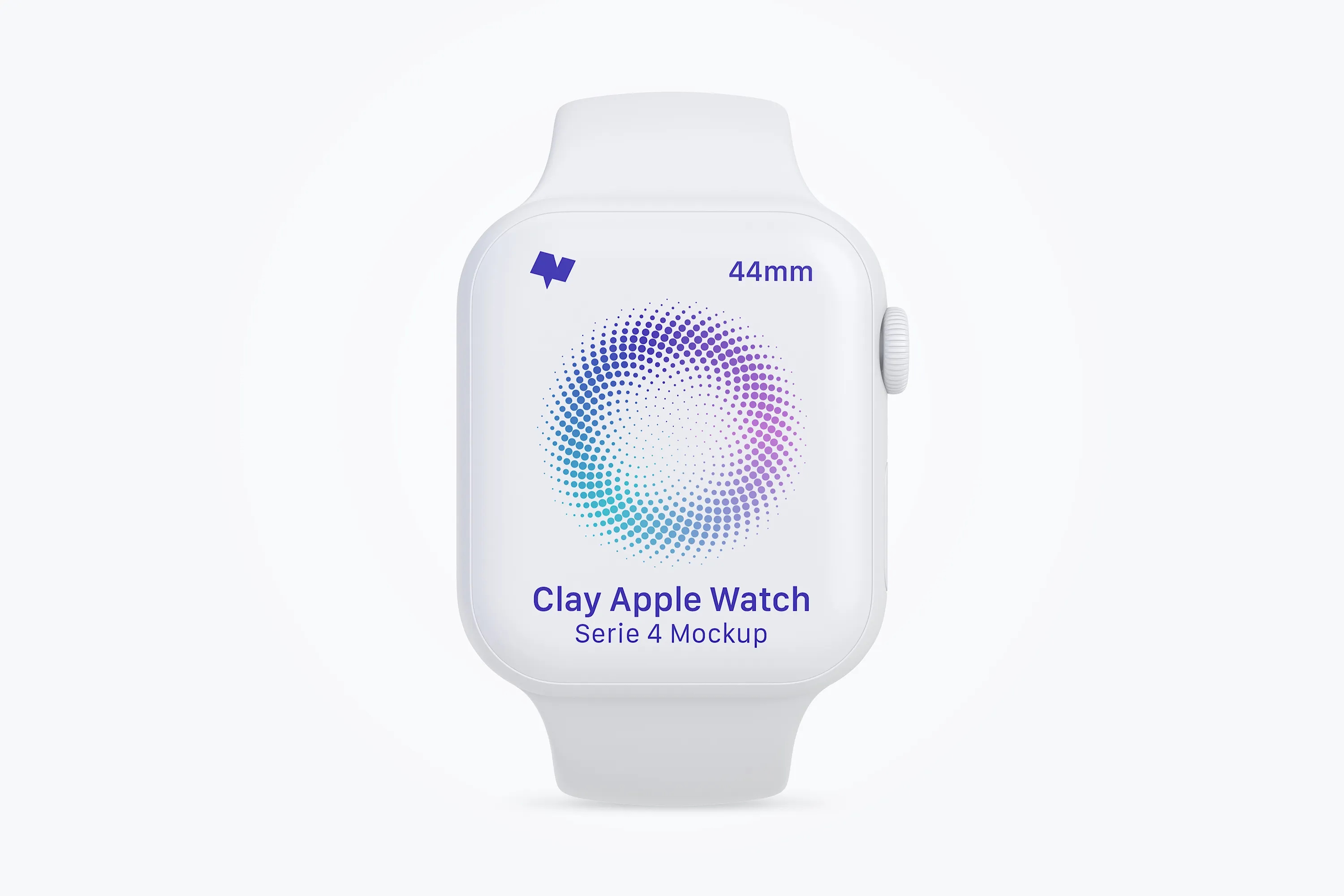 Apple Watch 4智能手表屏幕前视图样机模板 Clay Apple Watch Series 4 (44mm) Mockup, Front View