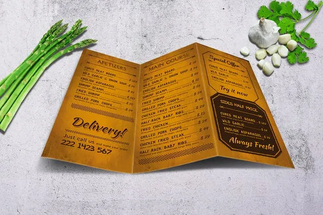 咖喱美食复古餐饮菜单PSD模板下载 Curry World Retro Menu Bundle插图(10)