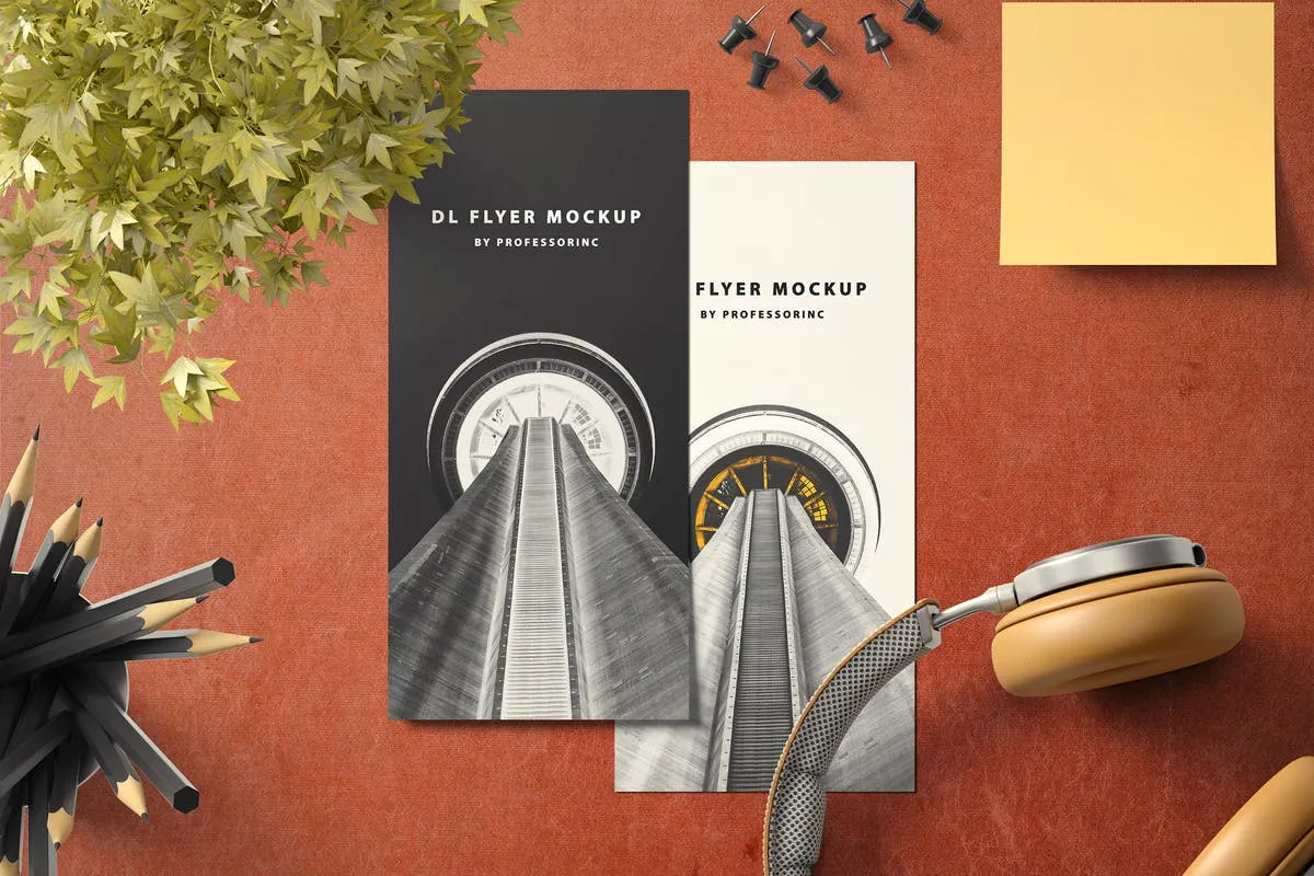 时尚高端品牌纵向DL传单样机套装2 Portrait DL Flyer Mockup#8211; Set 2