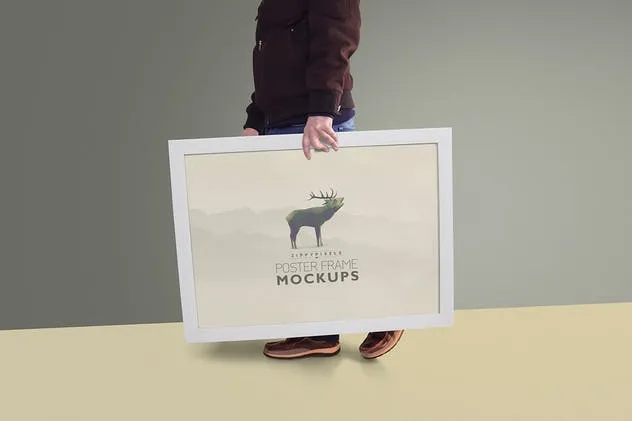 摄影海报艺术品白色画框样机 Poster Frame Mockups插图(4)