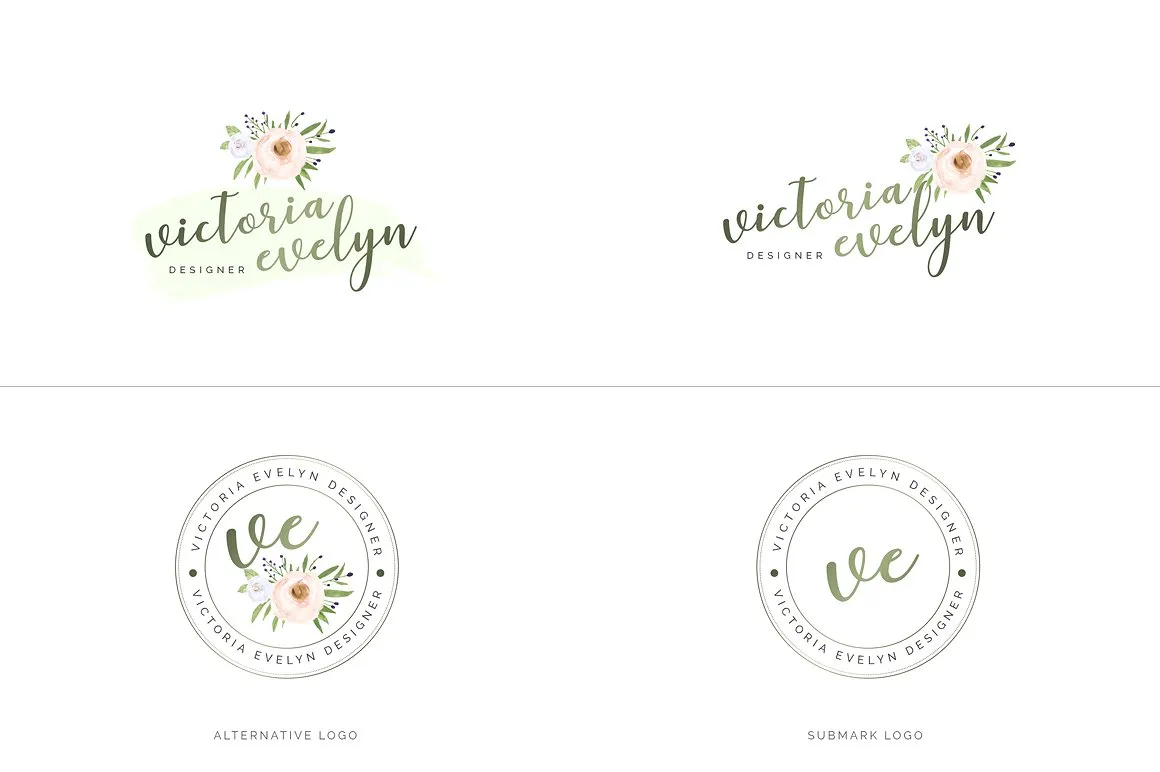 超级水彩风 Logo 设计素材包 Watercolor Premade Branding Logo Kit [模板、纹理&元素]插图(9)
