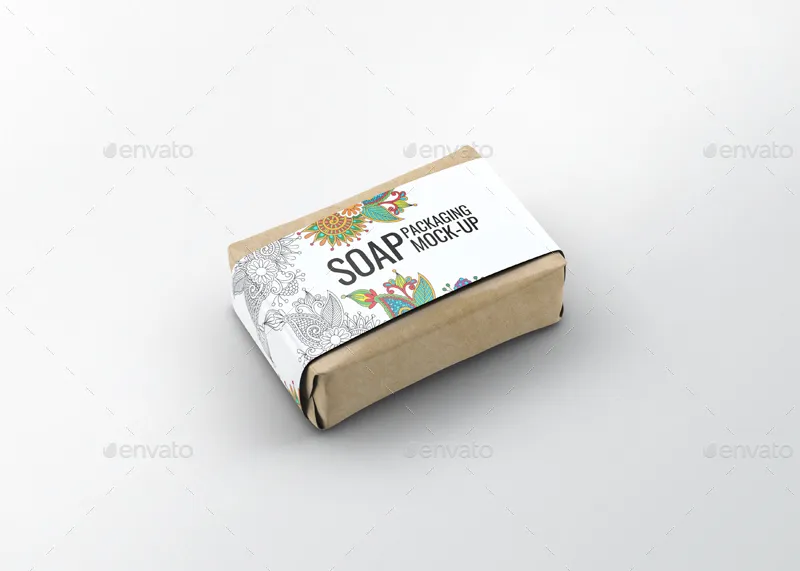 香皂肥皂包装贴纸展示样机 Soap Bar Paper Sleeve Mock-Up插图(1)