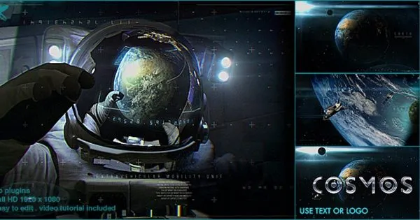 3D地球宇宙科幻失真视频Logo演示像素设计精选AE模板 Earth Cosmo Logo