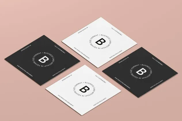 方形高级企业品牌名片样机 Business Card Mockup Square Format插图(2)