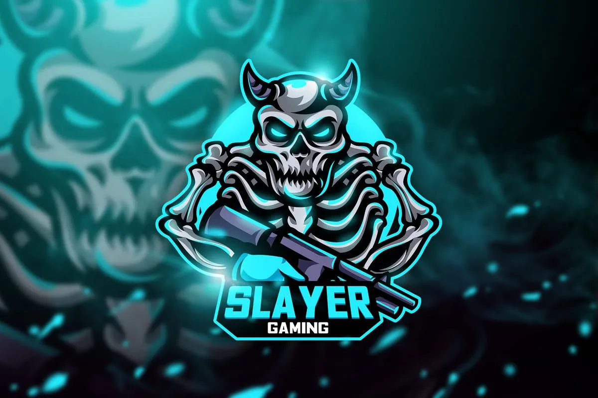 杀手骷髅游戏竞技俱乐部战队队徽Logo模板 Slayer Gaming – Mascot & Esport Logo插图