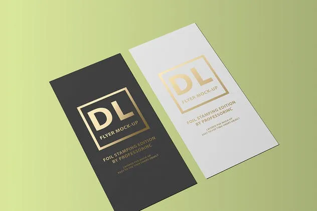 对折页烫金传单样机 DL Flyer Mock-Up / Foil Stamping Edition插图(6)