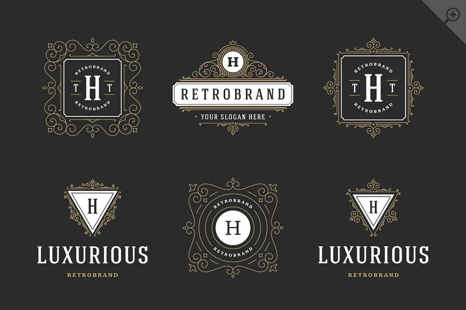 250款字母饰品组合装饰Logo模板 250 ornaments logos & monograms插图(1)