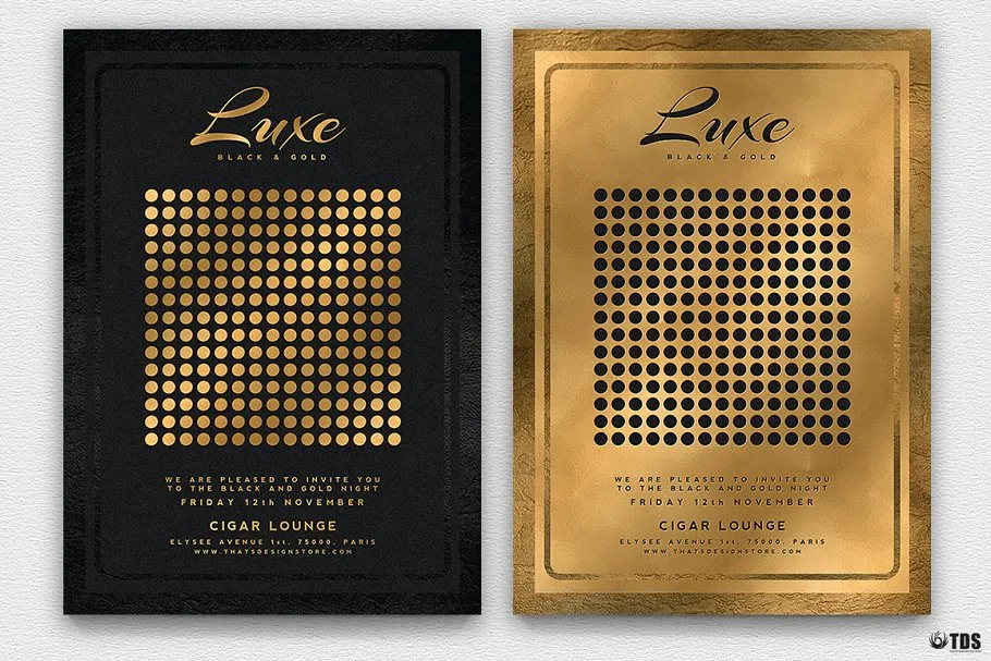 极简主义黑金风格传单PSD模板v2 Minimal Black Gold Flyer PSD V2插图(1)