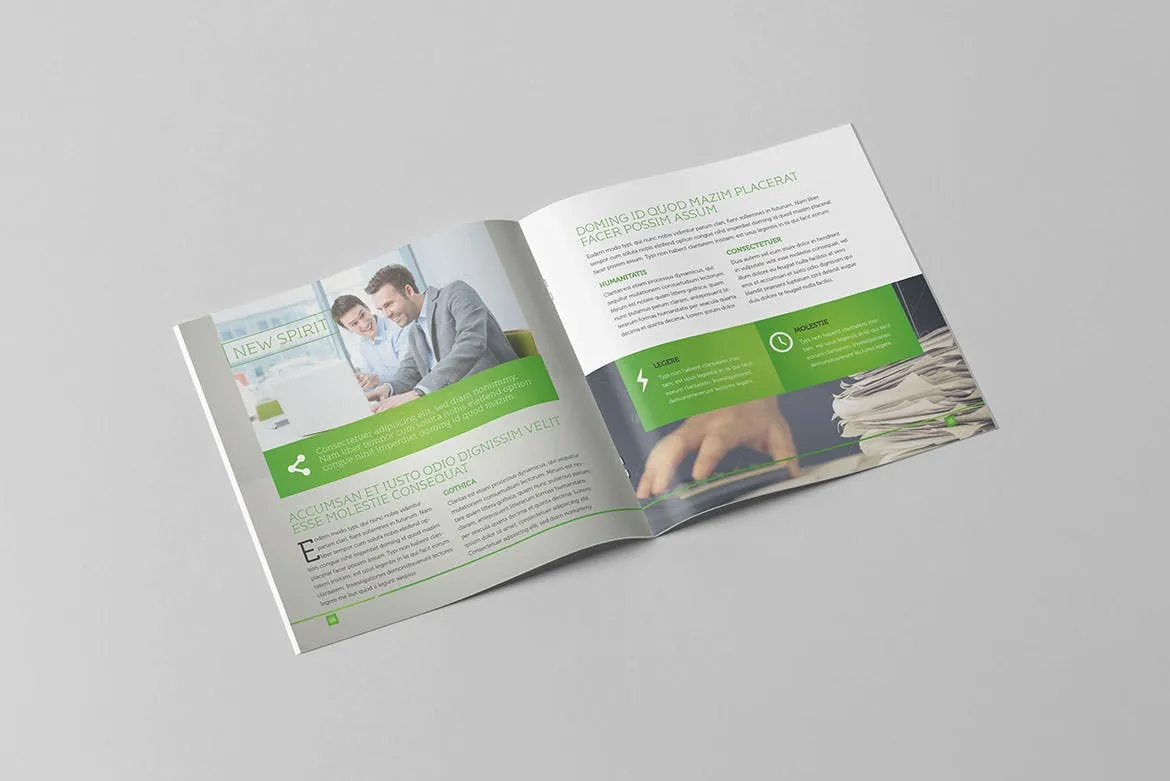 企业宣传精装画册版式设计INDD模板下载 Light Business Square Brochure插图(9)