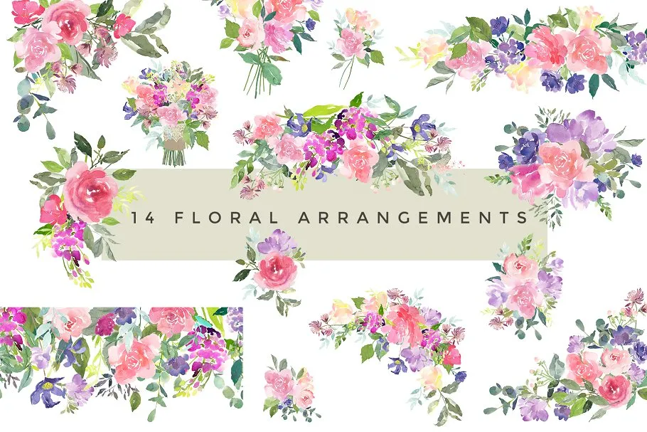 埃洛伊斯水彩花卉剪辑集 Elouise – Flower Clipart Set插图(3)