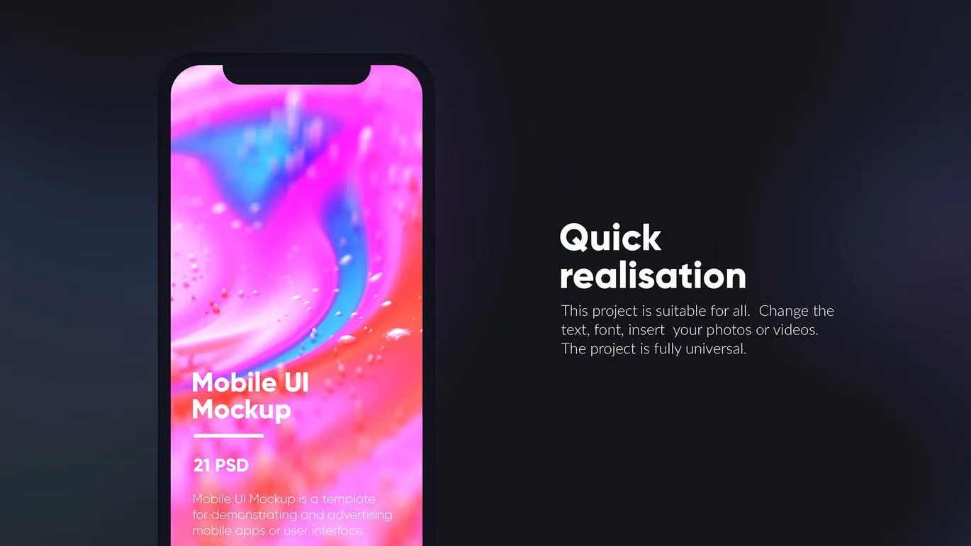黑色iPhone手机UI界面设计效果图等距网格样机模板 Dark iPhone Mockup插图(1)