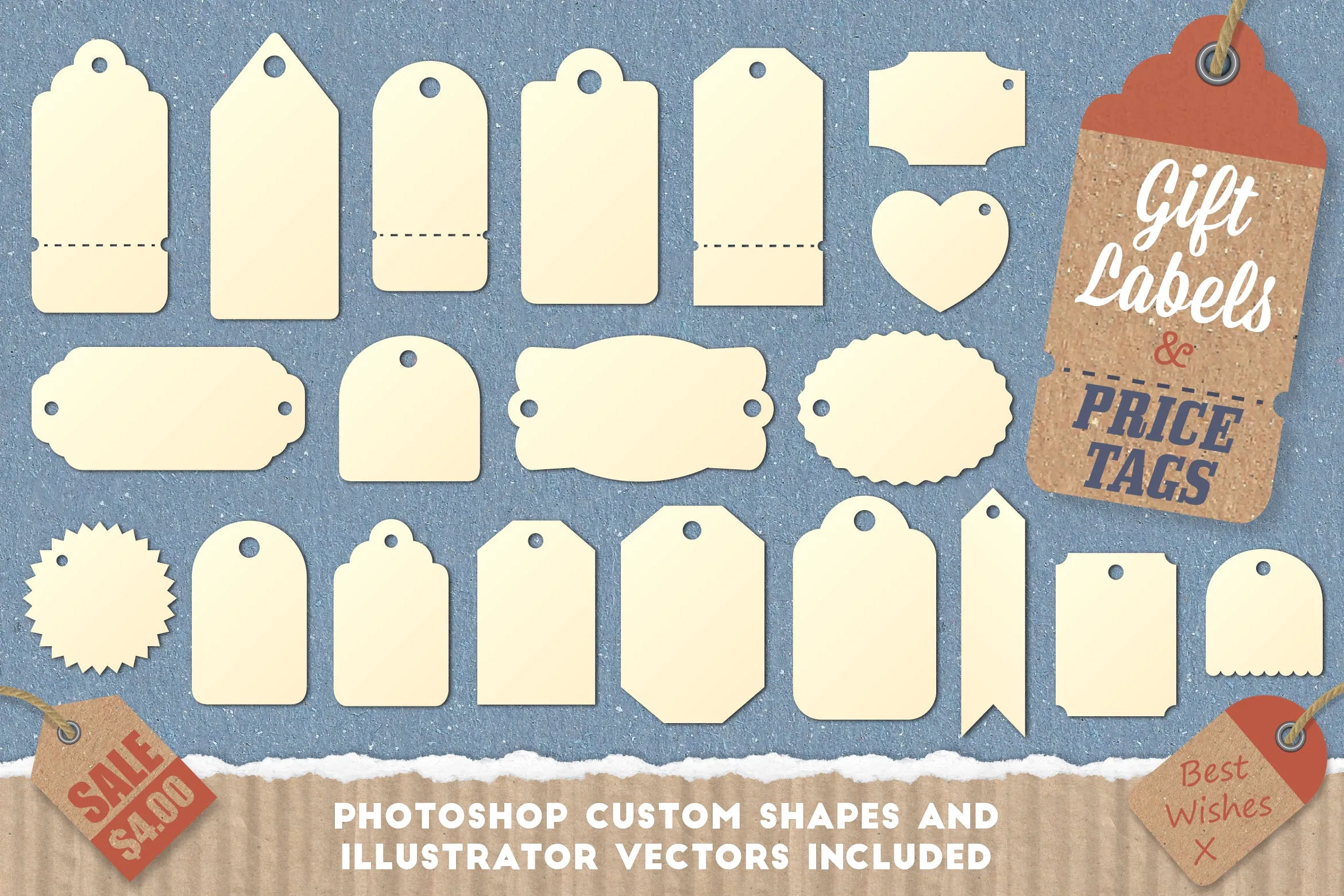 礼品标签和价格标签矢量图形素材 Gift Tag and Price Label Shapes