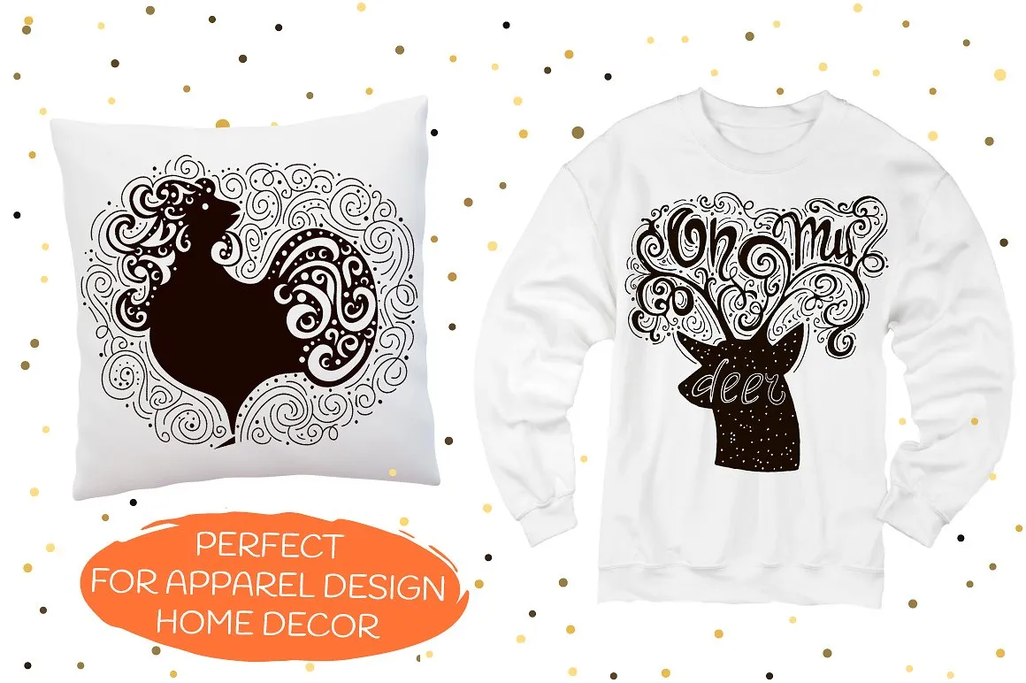 新年圣诞节手绘矢量素材集合插图(2)