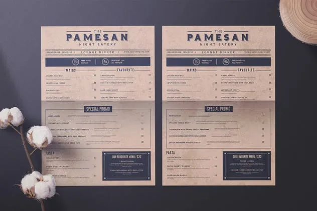 复古风格餐馆菜单模板 Vintage Food Menu插图(2)