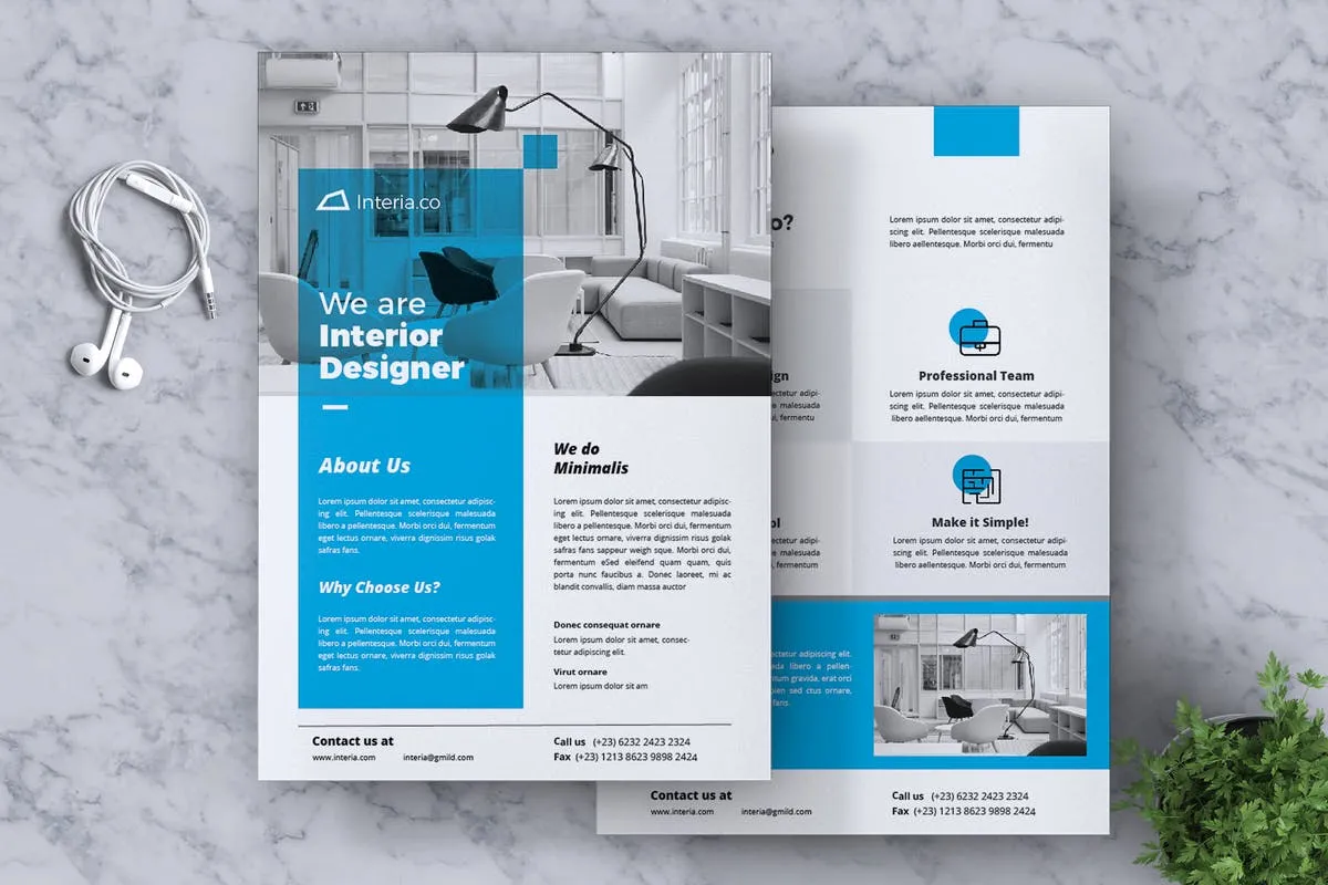 室内装修设计策划公司传单设计模板v2 Interior Design Flyer Vol. 02插图