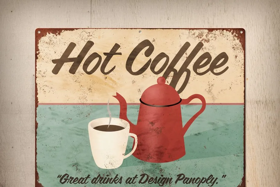 生锈的老式锡标志模板 Rusty Vintage Tin Sign Templates