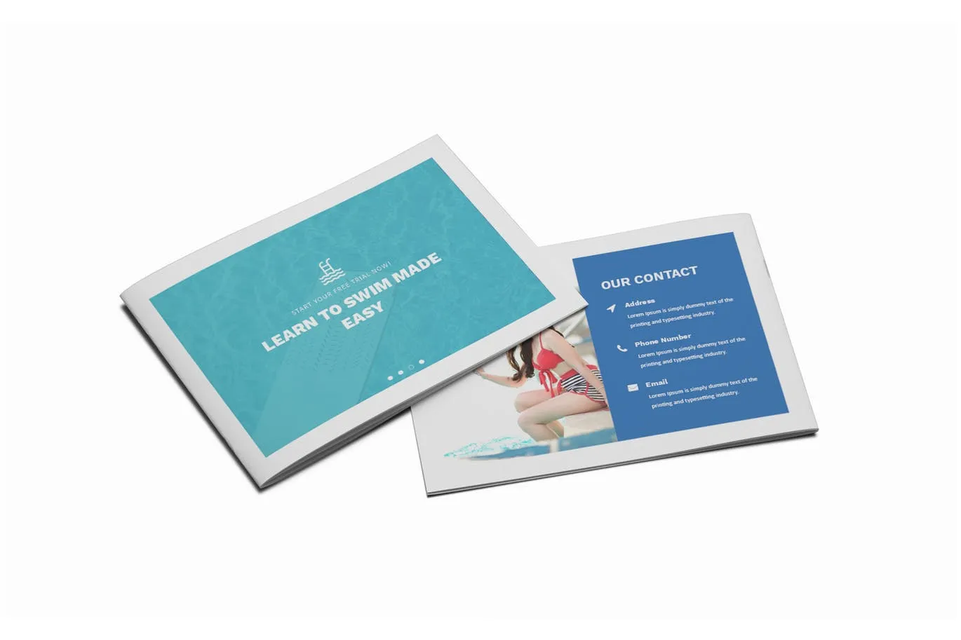 游泳培训招生简章/宣传册设计模板 Swimming A5 Brochure Template