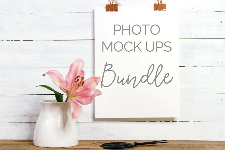 实景拍摄长方体花卉便签样机模板 Floral Mockup Bundle (9 Images)