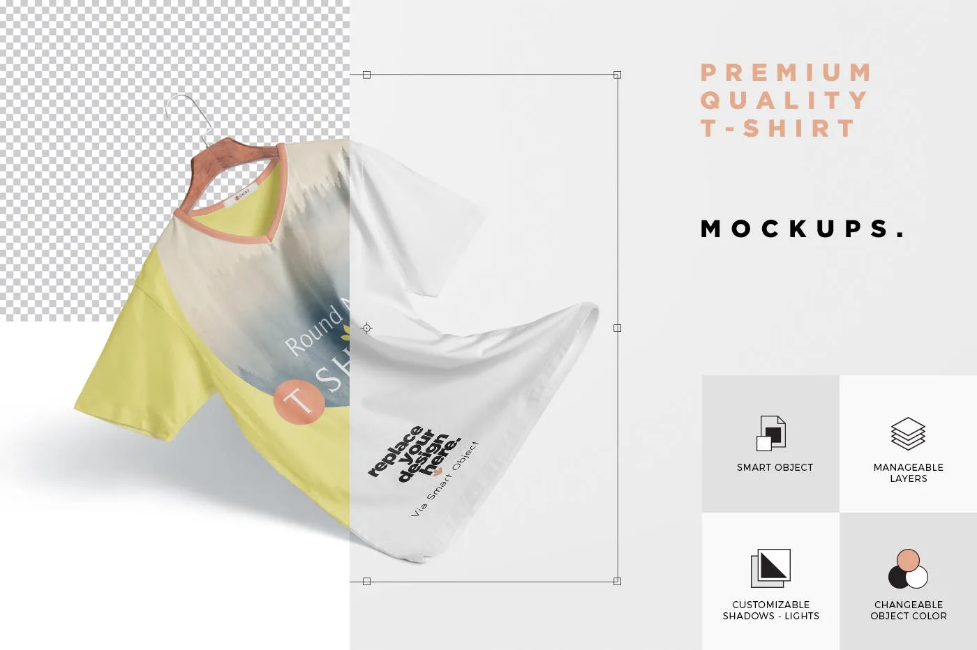 高品质T恤印花设计多角度预览效果图样机 Premium Quality T-shirt Mockup Scenes插图(4)