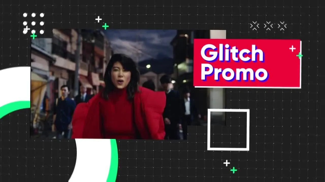 全色彩的小故障揭幕战像素设计精选AE模板