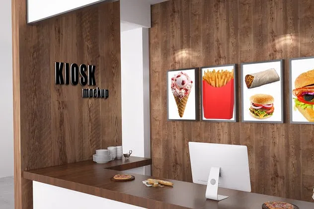 西式快餐店创意内饰场景设计样机 Fast Food Mockup插图(1)