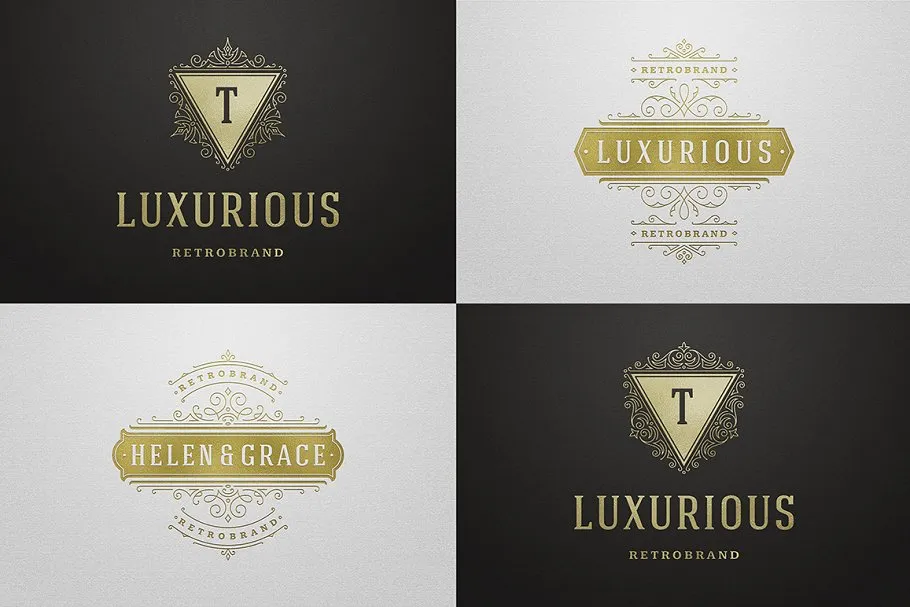 50个奢华装饰Logo及徽章  50 Ornament logos & badges插图(3)