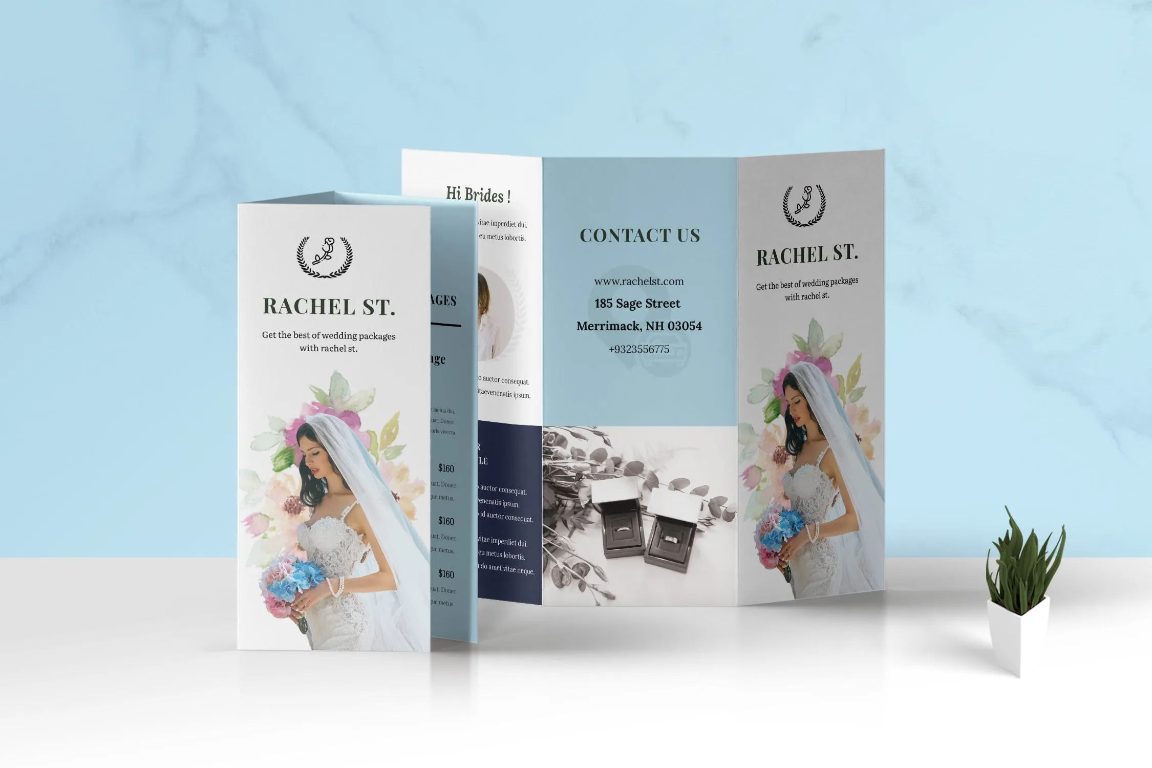 三折页婚礼婚宴策划公司传单设计模板