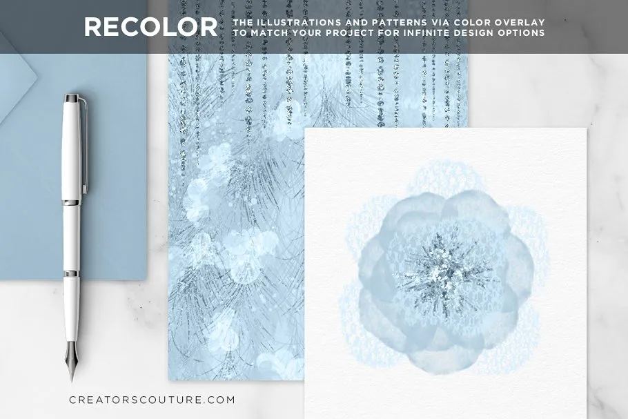 羽饰花卉设计套装 Feathery Flowers Couture Design Kit插图(5)