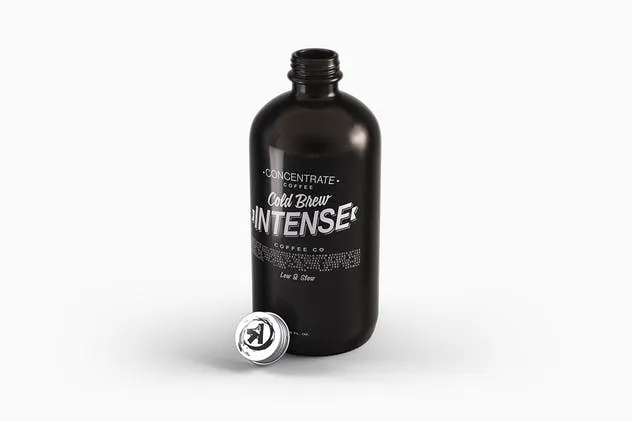 塑料金属啤酒圆瓶酒瓶外观设计样机模板 Plastic Metal Boston Round Bottles Mockup插图(8)