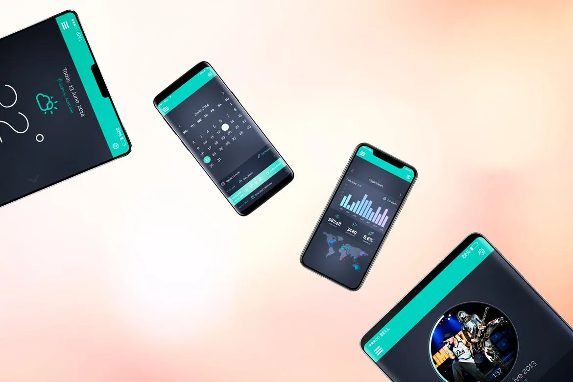 Android&iOS应用UI设计效果图样机模板v2 Android & iOS Mockup V.2插图(5)