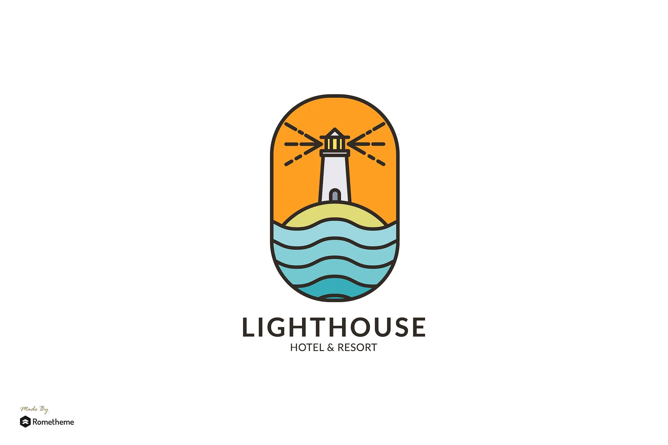 灯塔酒店/度假村商标amp;品牌Logo设计像素设计精选模板 Lighthouse Hotelamp; Resort#8211; Logo Template RB