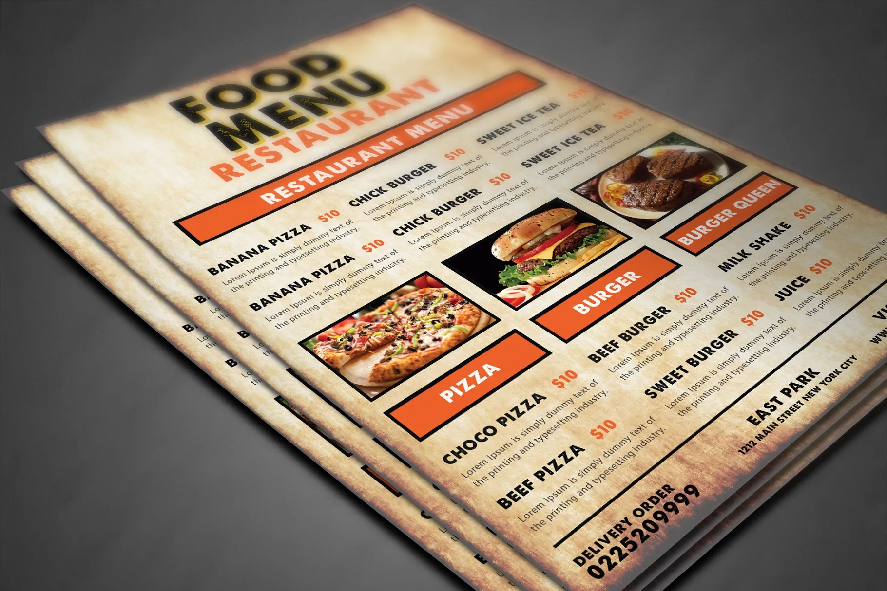 西式快餐外卖宣传单页海报模板 Food Menu插图(2)
