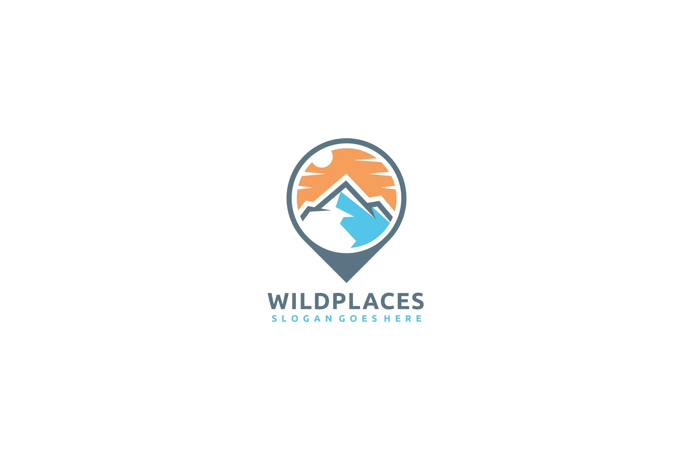 日落西山山脉图形Logo设计像素设计精选模板v2 Wild Places Logo