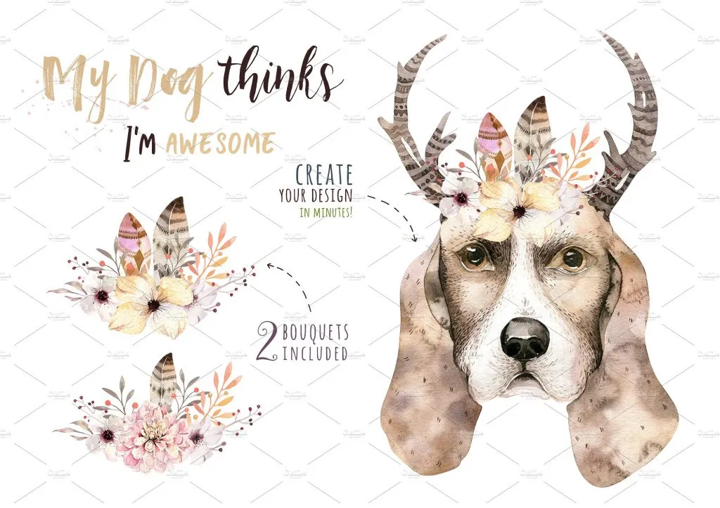 高质量手绘水彩狗狗合集[PNG, PSD]插图(4)