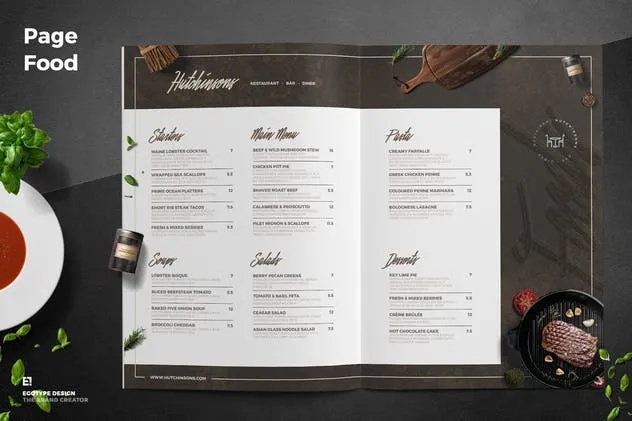 高端西餐餐馆菜单模板 Food Menu插图(2)