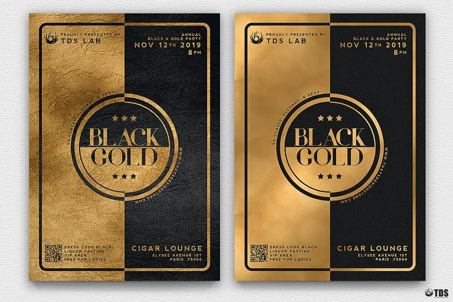 极简主义黑金主题风传单PSD模板v4 Minimal Black Gold Flyer PSD V4插图(1)