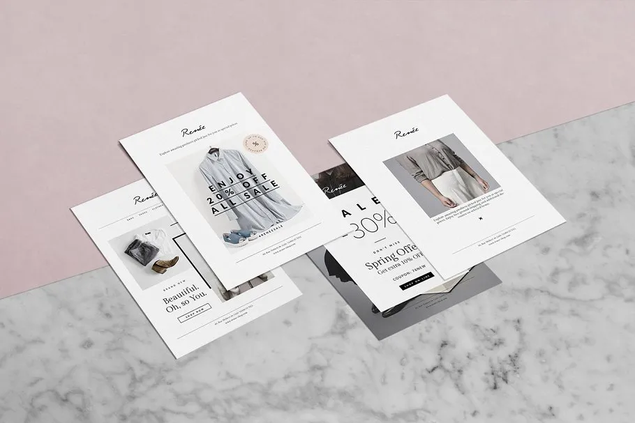 4张时尚明信片传单模板 4 Fashion Postcard Flyers • Renée插图(2)