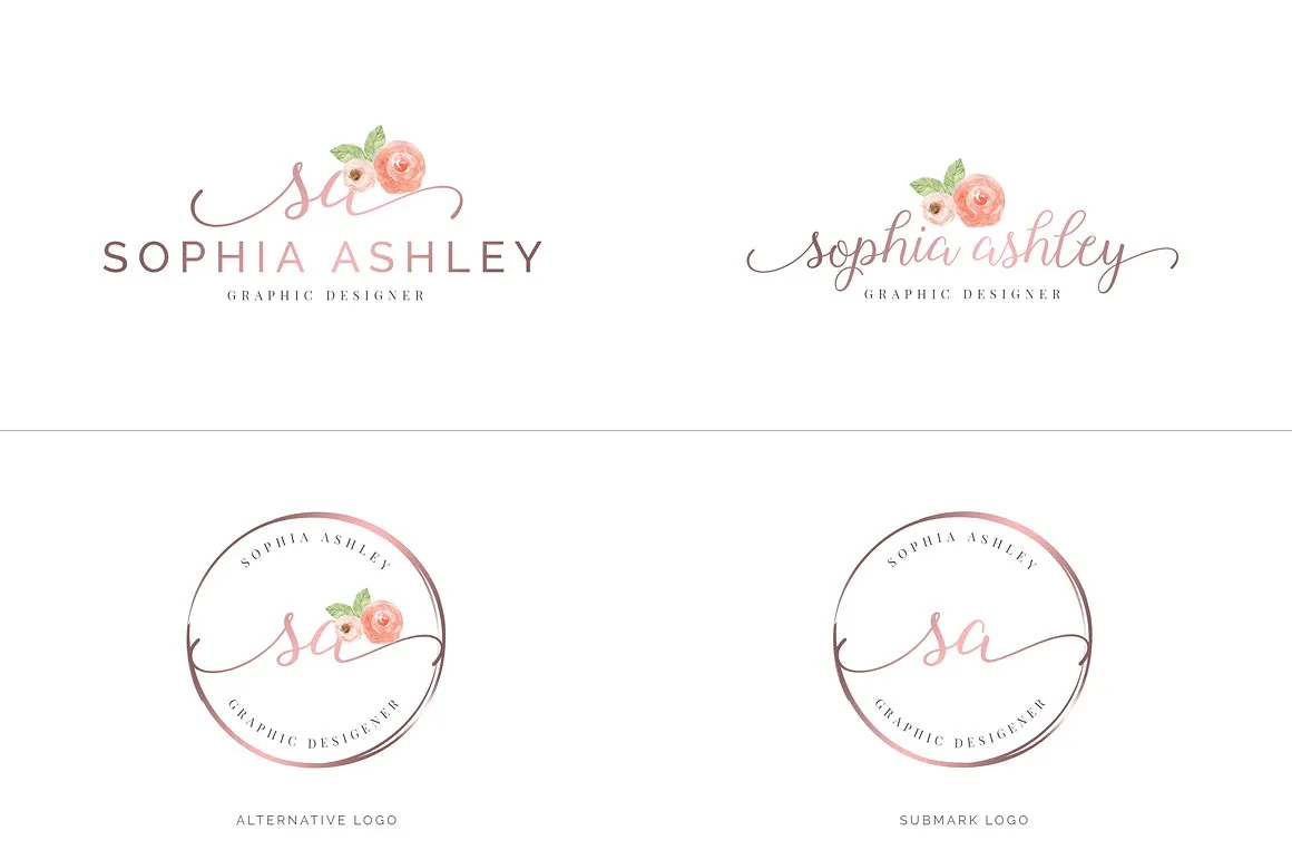 超级水彩风 Logo 设计素材包 Watercolor Premade Branding Logo Kit [模板、纹理&元素]插图(18)