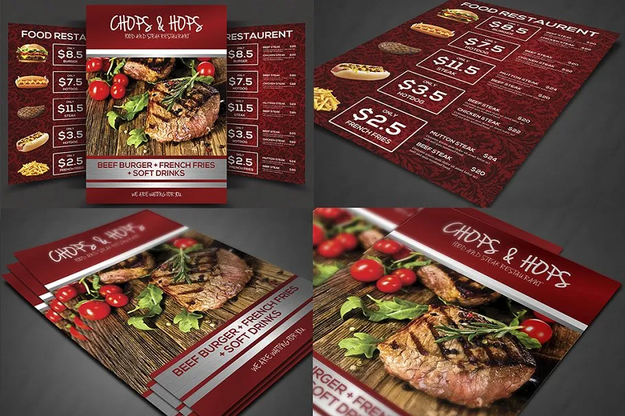 40款西式饮食菜单传单模板合集 Restaurant Menu Bundle插图(4)