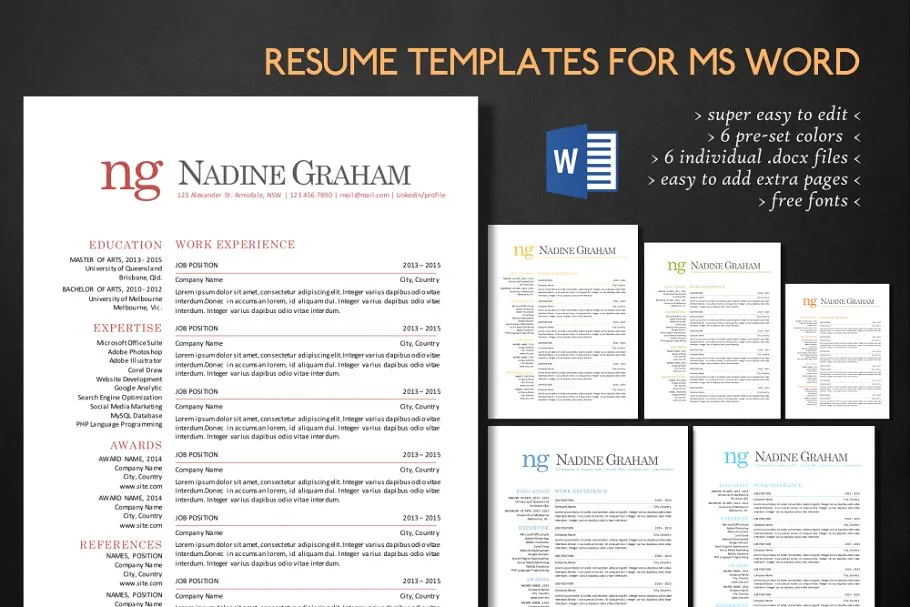 经典排版超级简约 Word 格式简历模板 Super clean typography Word resume