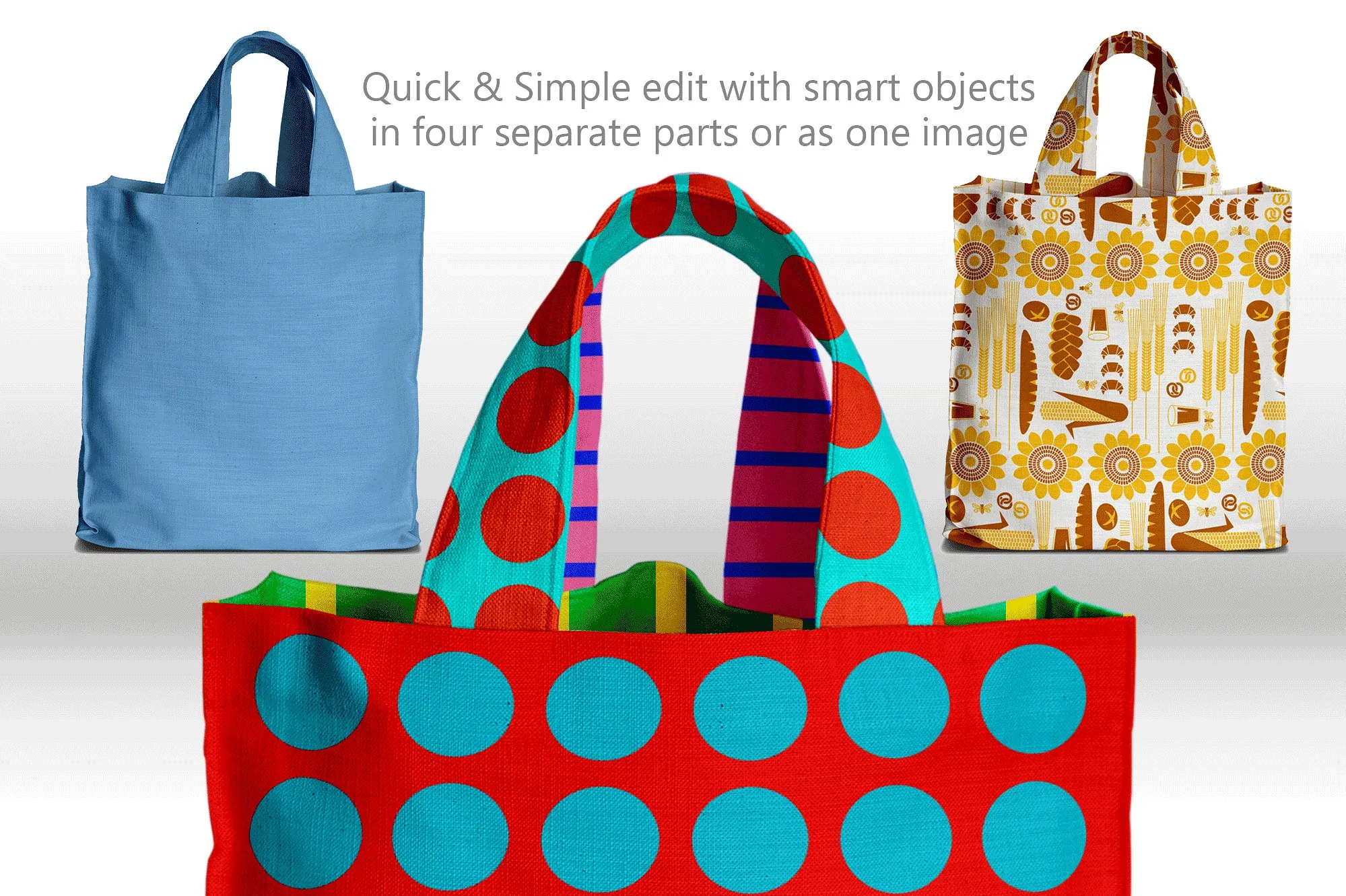 带把手的方形风格环保手提袋设计展示模型Mockups插图(1)