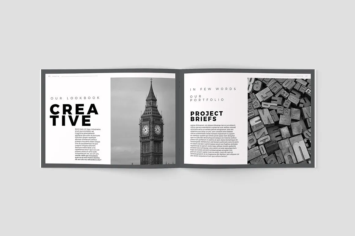 创意极简的黑白色调杂志手册模板下载[indd]插图(19)