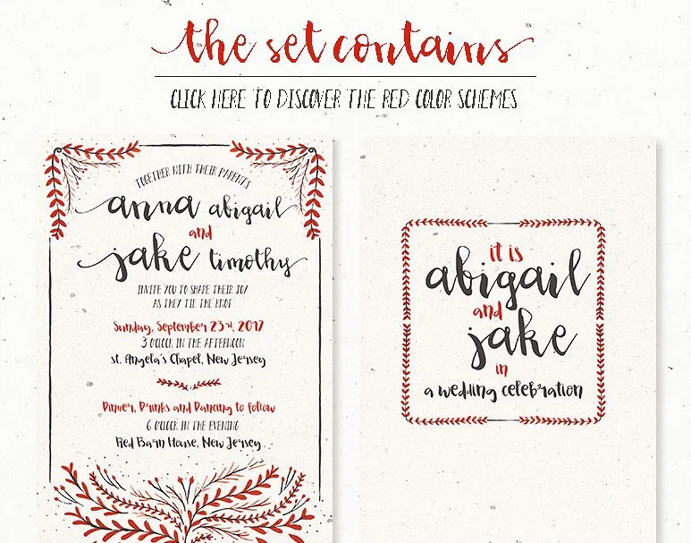 水彩花卉装饰婚礼设计物料模板合集 Watercolor Floral Wedding Suite插图(5)