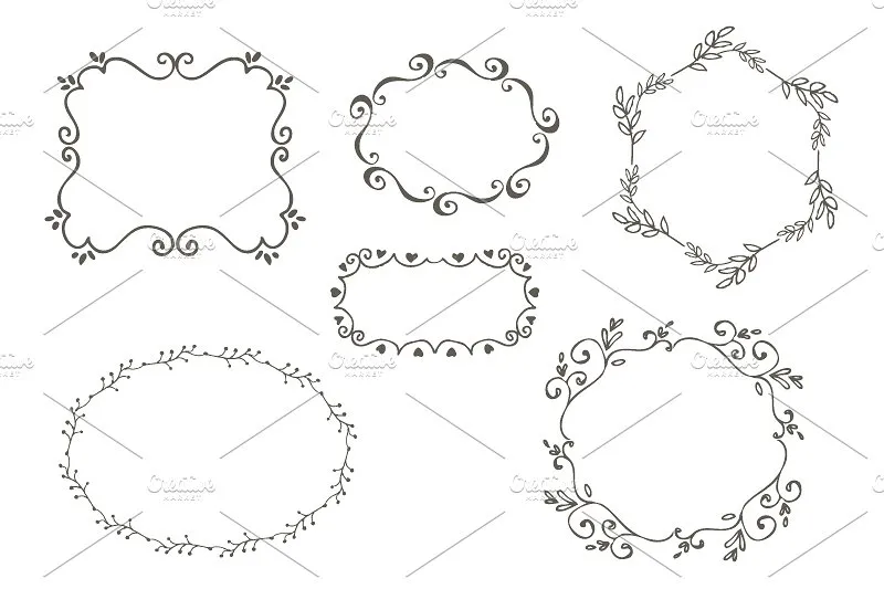 花朵叶子和花环简笔装饰素材 Spring Doodles插图(4)