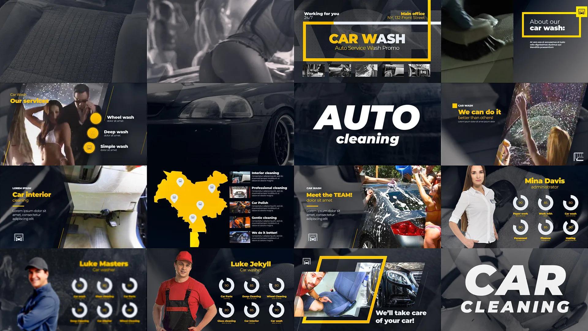 车行洗车演示效果像素设计精选AE模板