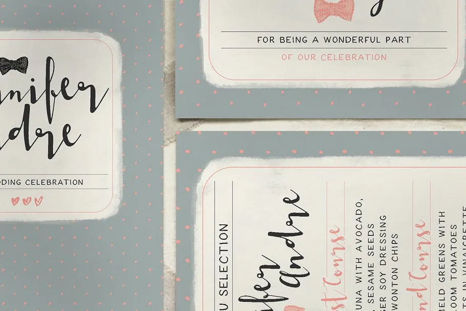 甜蜜圆点婚礼设计物料模板 Sweet Polka Dots Wedding Suite插图(2)