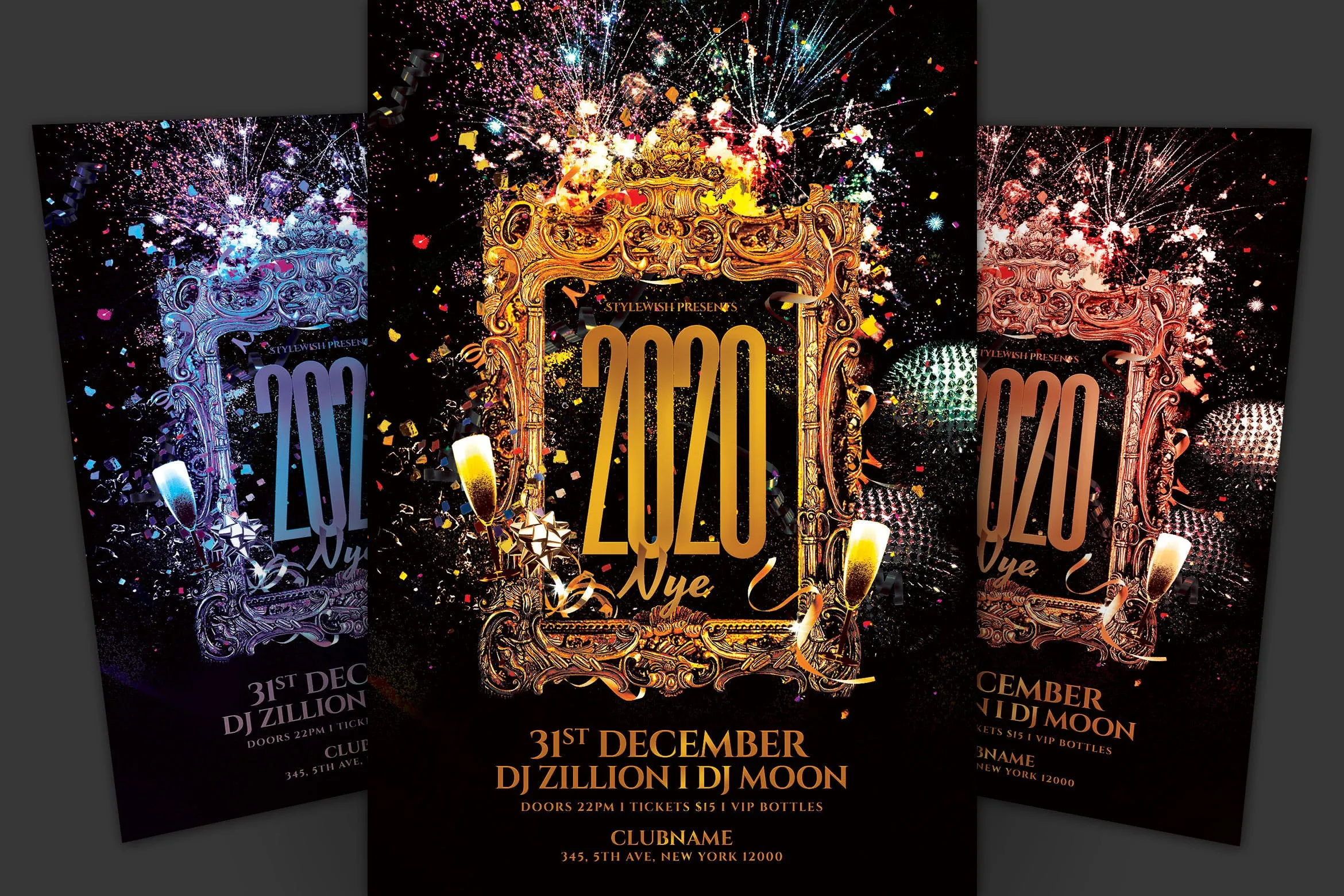 极度奢华风格2020新年庆祝活动海报传单设计模板 New Year Flyer